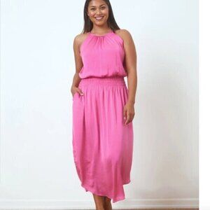 Shebird The Emma Satin Bra Dress in Punch Pink